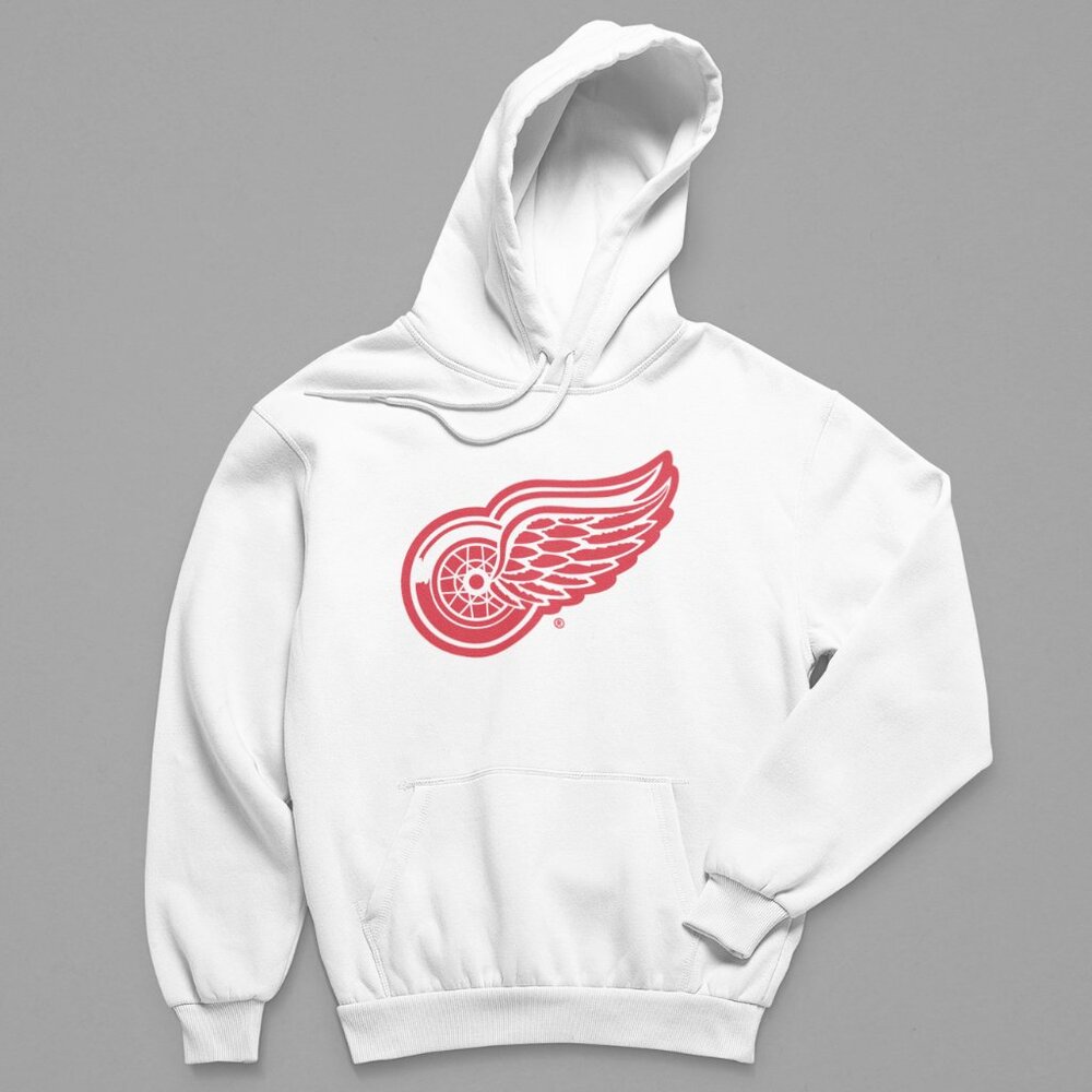 NEW Detroit Red Wings Team Color Pop Big Logo Fleece Pullover Hoodie WHITE